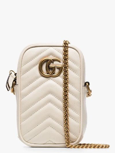 Shop Gucci White Marmont Quilted Leather Cross Body Bag