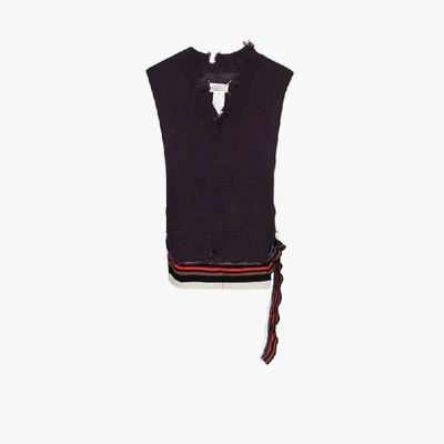 Shop Maison Margiela Distressed Knitted Tank Top In Purple