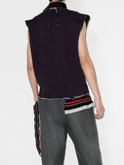 Shop Maison Margiela Distressed Knitted Tank Top In Purple
