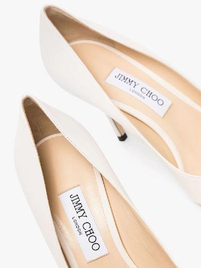 Shop Jimmy Choo Saresa 85 Leather Pumps In White