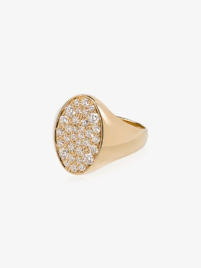 Shop Dru 14k Yellow Gold Galaxy Diamond Signet Ring In Metallic