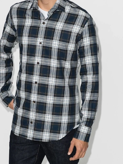 Shop Eleventy Dandy Checked Cotton Shirt In Blue