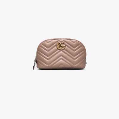 Shop Gucci Beige Gg Marmont Makeup Bag In Neutrals