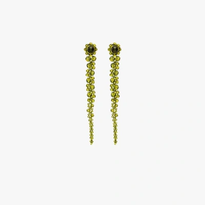 Shop Simone Rocha Green Crystal Flower Drop Earrings