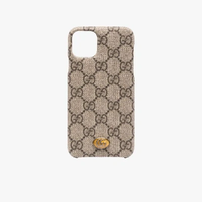 Shop Gucci Beige Ophidia Leather Iphone 11 Pro Max Case In Neutrals