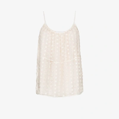 Shop Chloé Neutrals Embroidered Lace Camisole Top