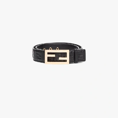 Shop Fendi Black Ff Baguette Leather Belt
