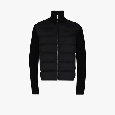 Shop Moncler Padded Hybrid Cardigan Jacket In Black