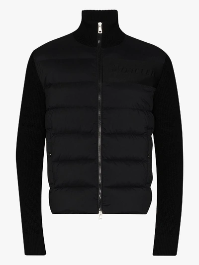 Shop Moncler Padded Hybrid Cardigan Jacket In Black