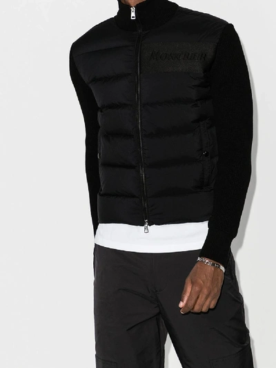 Shop Moncler Padded Hybrid Cardigan Jacket In Black