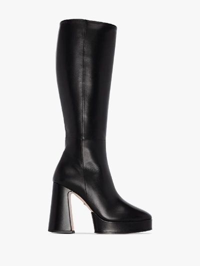 Shop Gucci Black 120 Leather Platform Boots