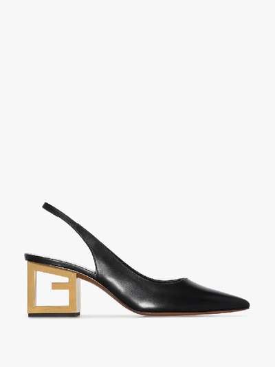 Shop Givenchy Black Triangular G Heel 40 Leather Slingback Pumps