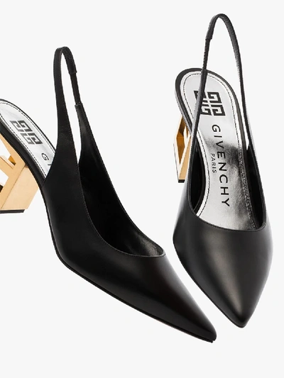 Shop Givenchy Black Triangular G Heel 40 Leather Slingback Pumps