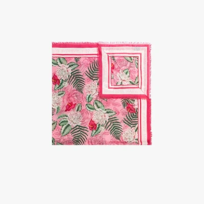 Shop Gucci Pink Hawaiian Print Scarf