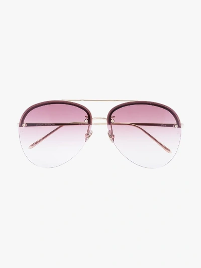 Shop Linda Farrow 22k Gold-plated Dee Aviator Sunglasses In Brown