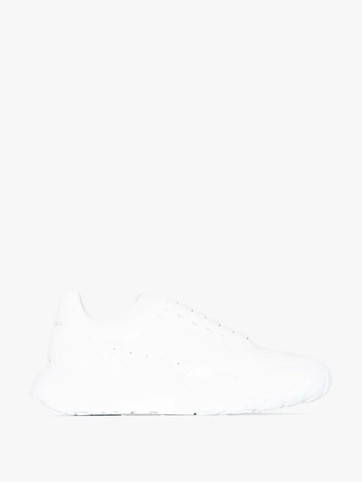 Shop Alexander Mcqueen White Court Leather Low Top Sneakers
