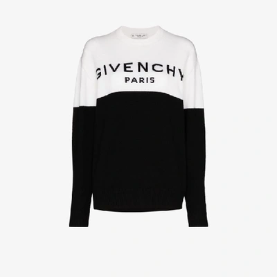 Shop Givenchy Two Tone Logo Cashmere Sweater In Black