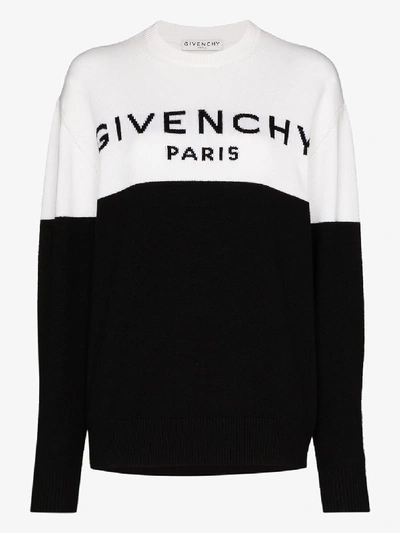 Shop Givenchy Two Tone Logo Cashmere Sweater In Black