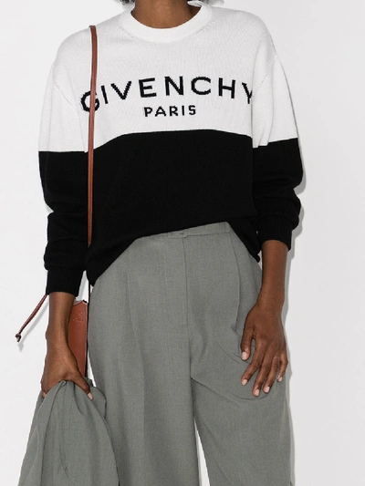 Shop Givenchy Two Tone Logo Cashmere Sweater In Black