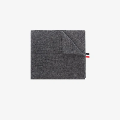 Shop Thom Browne Grey Milano Stitch Merino Wool Scarf