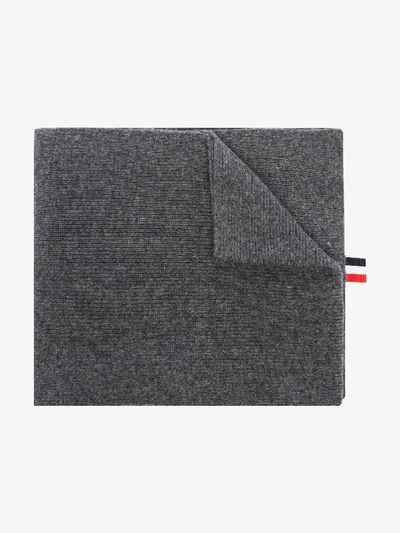 Shop Thom Browne Grey Milano Stitch Merino Wool Scarf