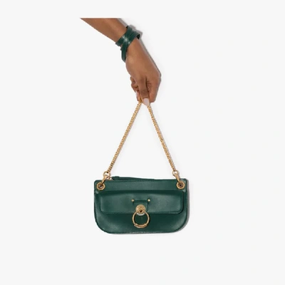 Shop Chloé Tess Leather Shoulder Bag In Green