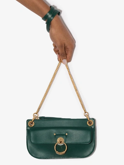 Shop Chloé Tess Leather Shoulder Bag In Green