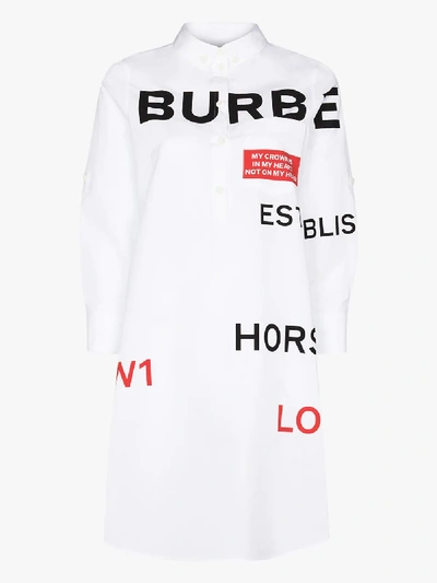 Shop Burberry Kiley Logo Print Shirt Dress In White