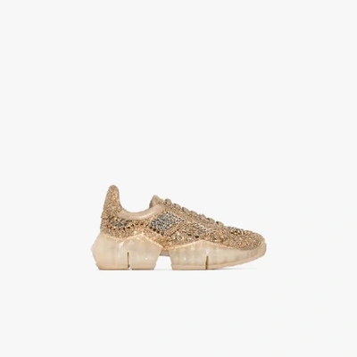 Shop Jimmy Choo Gold Diamond Crystal-embellished Sneakers