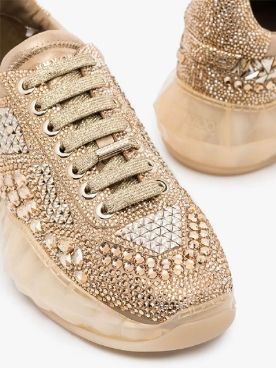 Shop Jimmy Choo Gold Diamond Crystal-embellished Sneakers