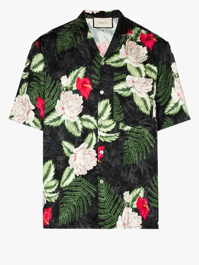 Shop Gucci Floral Print Shirt In Black
