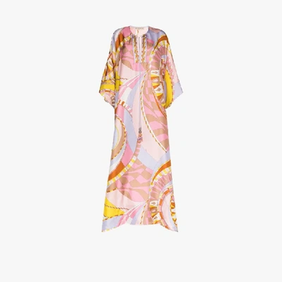 Shop Emilio Pucci Wally Print Silk Kaftan Dress In Multicolour
