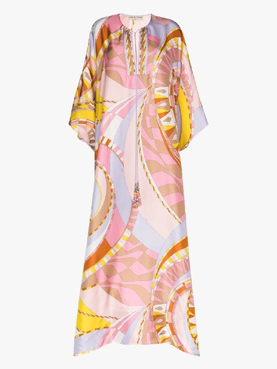 Shop Emilio Pucci Wally Print Silk Kaftan Dress In Multicolour