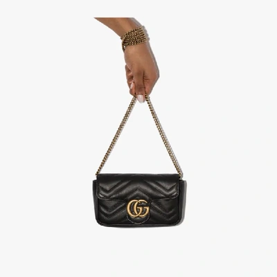 Shop Gucci Marmont Supermini Shoulder Bag In Black