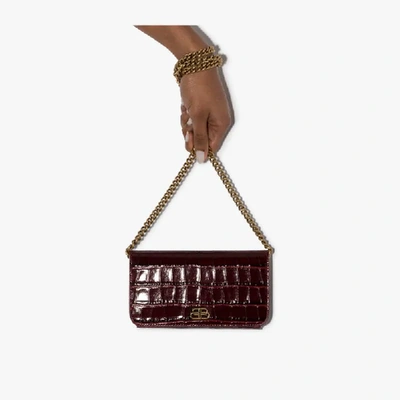 Shop Balenciaga Red Bb Mock Croc Phone Bag