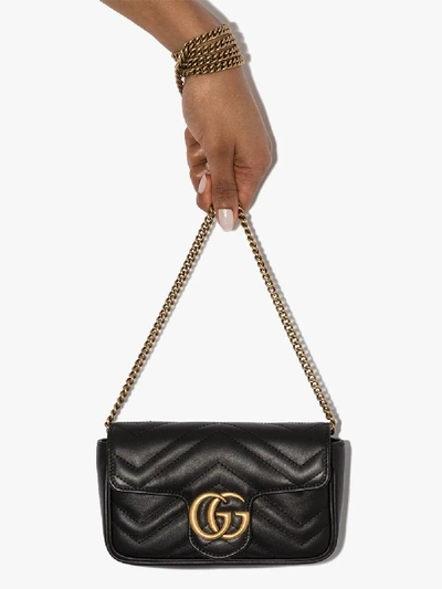 Shop Gucci Marmont Supermini Shoulder Bag In Black