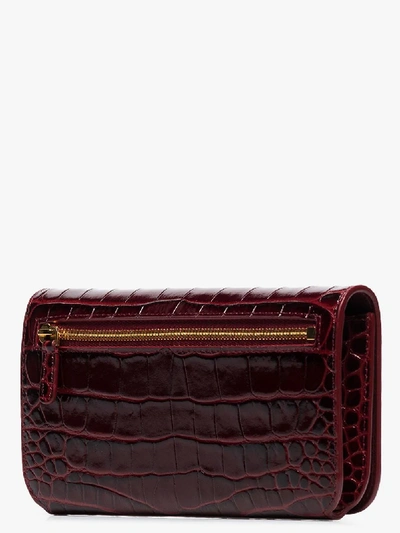 Shop Balenciaga Red Bb Mock Croc Phone Bag