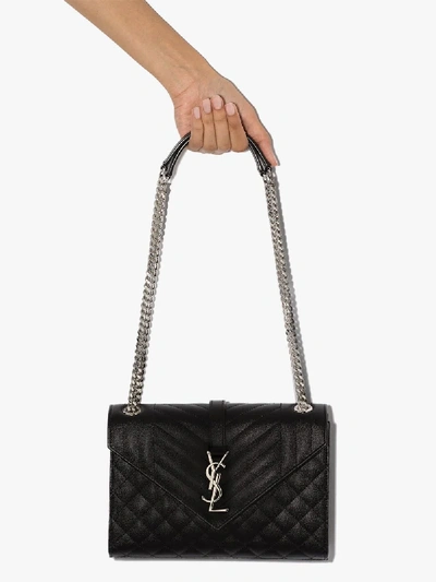 Saint Laurent Small Envelope Calfskin Leather Shoulder Bag In Black