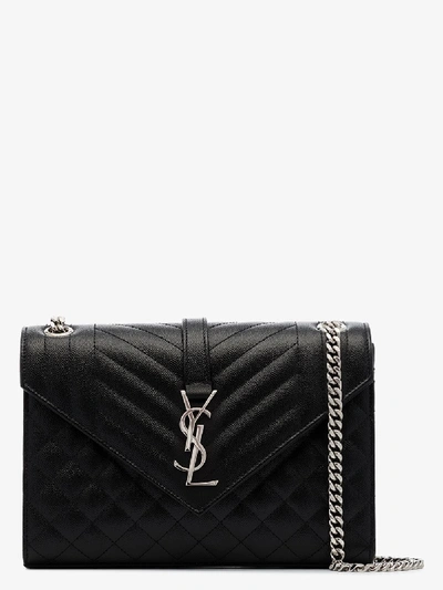 Saint Laurent Small Envelope Calfskin Leather Shoulder Bag In Black