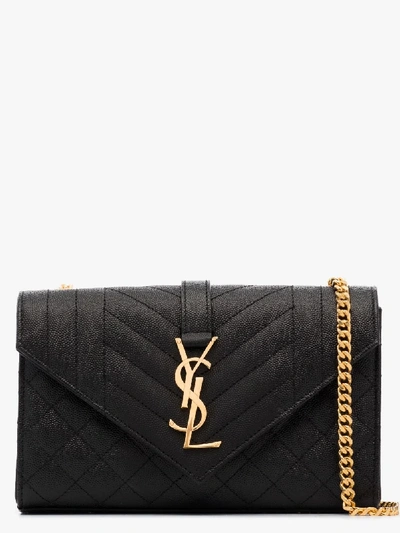 Shop Saint Laurent Black Envelope Leather Cross Body Bag