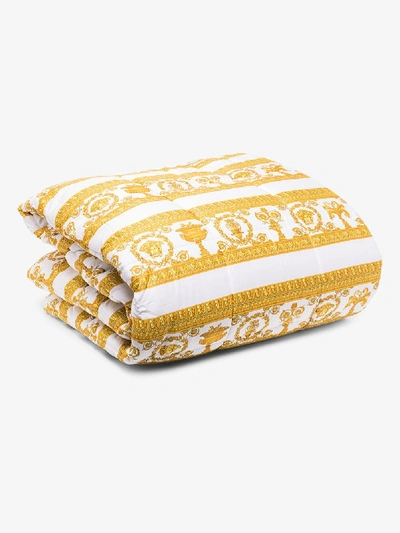 Shop Versace White, Black And Gold Baroque Blanket