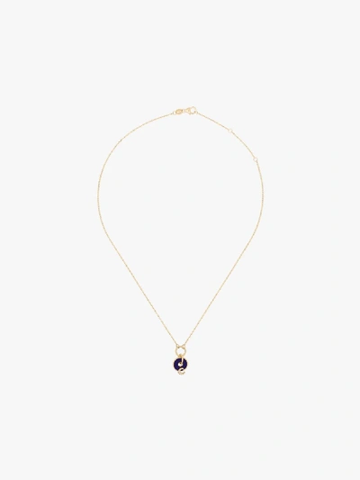 Shop Foundrae 18k Yellow Gold Blue Crescent Medallion Charm Diamond Necklace