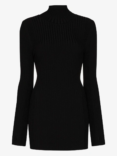 Shop Rabanne Ribbed Turtleneck Knit Sweater In Black