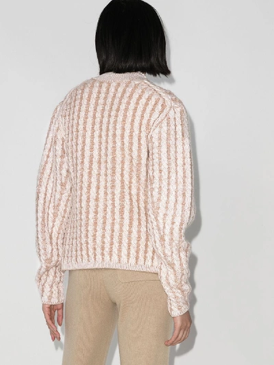 Shop Chloé Neutrals Two Tone Cable Knit Sweater