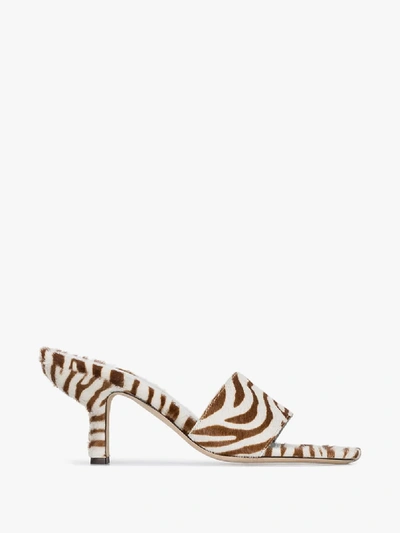 Serrated unlock Link By Far Brown And White Dylan 70 Zebra Print Mules | ModeSens