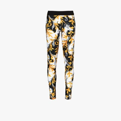 Shop Versace Baroque Print Workout Leggings In White