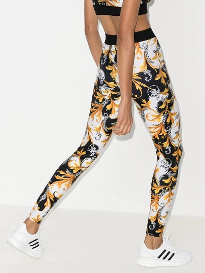 Shop Versace Baroque Print Workout Leggings In White