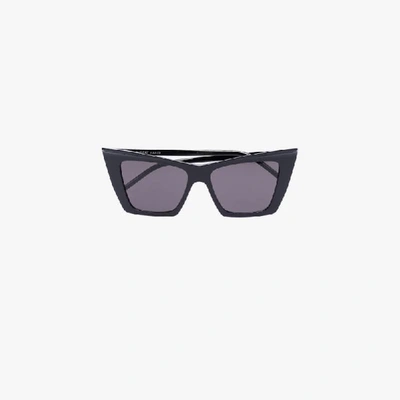 Shop Saint Laurent Black 372 Sharp Cat Eye Sunglasses