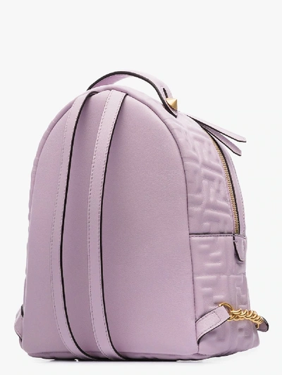 Shop Fendi Pink Embossed Ff Logo Leather Backpack