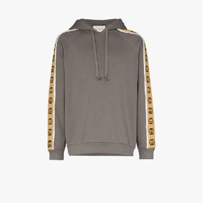 Shop Gucci Logo Tape Hoodie In Grey